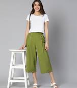 Incredible khaki Linen Blend meld women culottes