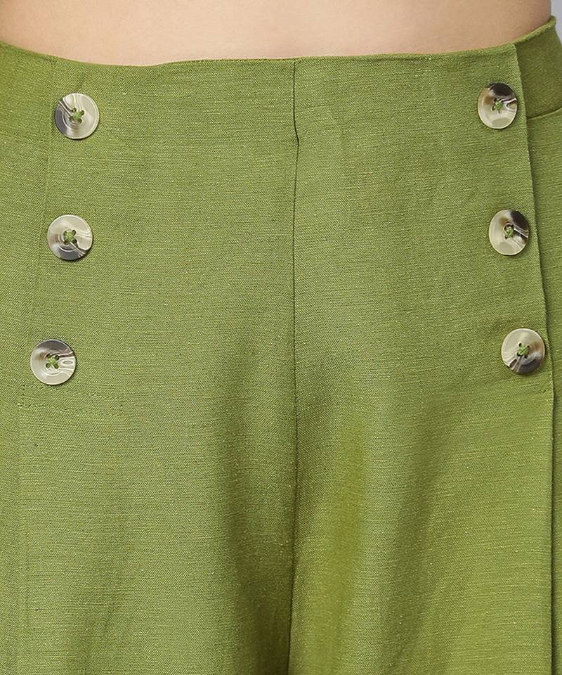 Incredible khaki Linen Blend meld women culottes