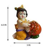 Salvus Polyresin Makhan Chor Laddu Gopal/Baal Gopal Statue for Pooja, Home-Office & Car Dashboard (Multi)