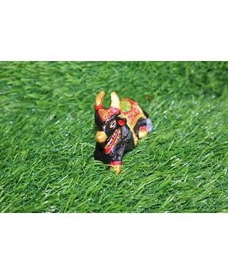 Salvus Beautifully Metal Nandi Idol for Pooja, Home-Office Decor & Car Dashboard (2.2 x 3 Inch Black) 2