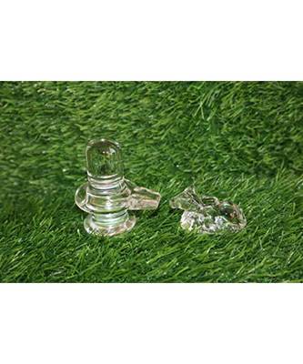 Salvus Natural Crystal Sphatik Shivling with Nandi for Pooja, Home Decor, Car Dashboard and Gift (3 inch) 2