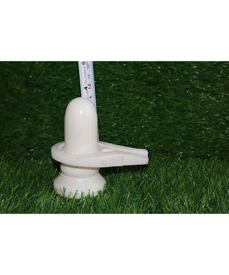 Salvus White Marble Handcrafted Shivling and Nandi Idol Statue (3.5 x 3.5 Inch) 2