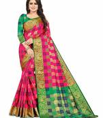 Pink Weaving Jacquard Designer  Party Wear Sarees With Cotton Silk Blouse