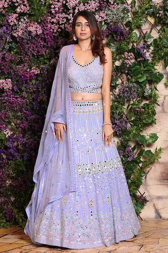 Lilac  Embroidered Lehenga