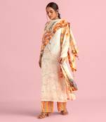 Floral Fantasy Cream Natural Crepe Printed Kurta Set