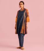 Fire Boho Indigo Orange Kurta Set