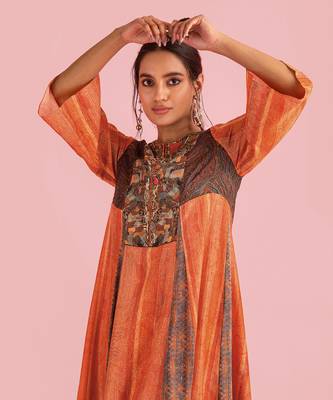Fire Boho Orange Kurta Set With Dupatta 3