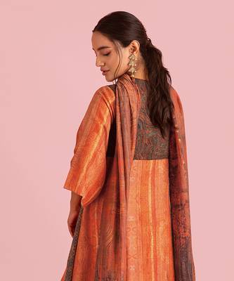 Fire Boho Orange Kurta Set With Dupatta 5