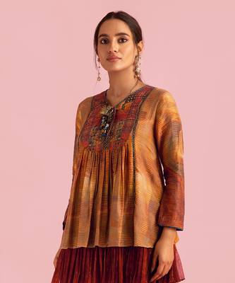 Fire Boho Mustard Top In Muslin Silk 3