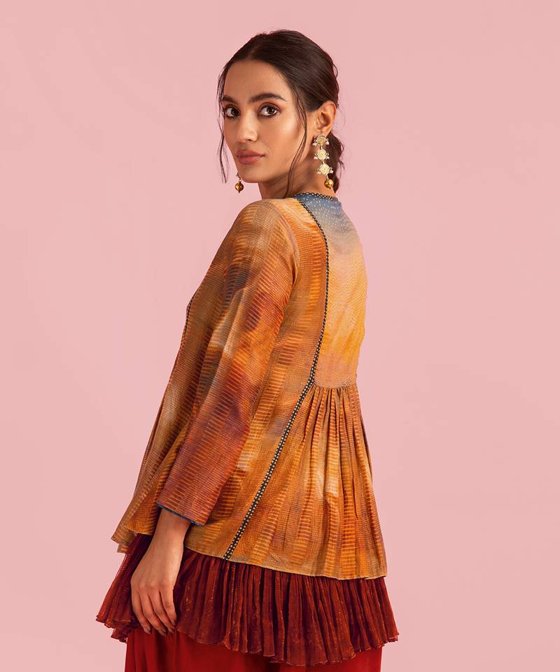 Fire Boho Mustard Top In Muslin Silk