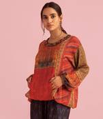 Fire Boho Red Top In Muslin Silk