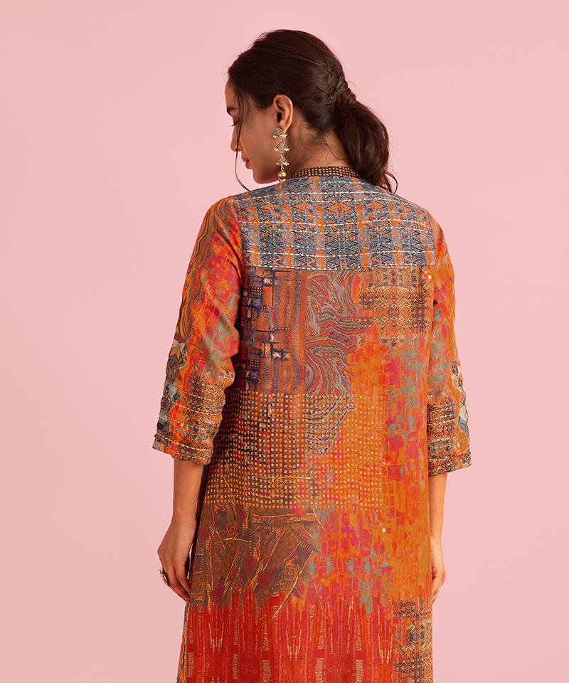 Fire Boho Rust Red Jacket In Muslin Silk