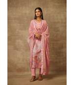Rivaage Onion Pink Raw Silk Unstitched Printed Suit