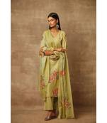 Rivaage Olive Cotton Linen Unstitched Printed Suit