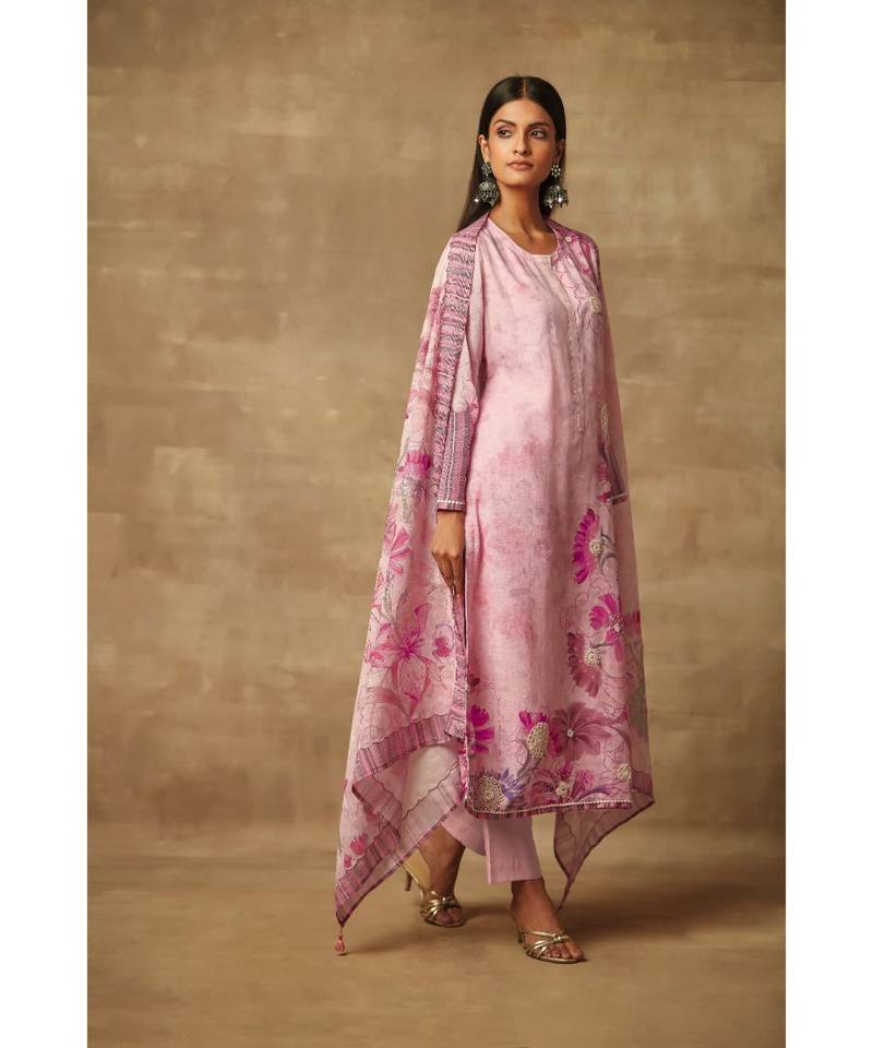 Rivaage Mulberry Cotton Linen Unstitched Printed Suit