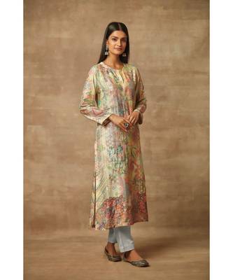Rivaage shaded grey yellow Pure Raw Silk Unstitched Printed Suit 4