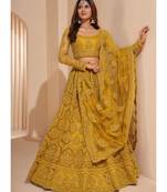 Yellow Net Embroidered Bridal Lehenga