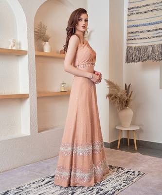 The One Shoulder Peach Hued Drape 3