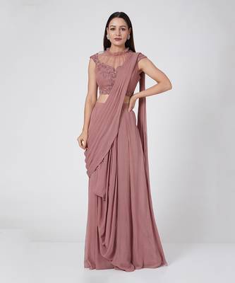 Light Wine Drape Saree 1