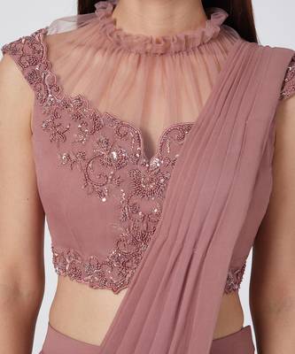 Light Wine Drape Saree 2