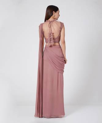 Light Wine Drape Saree 3