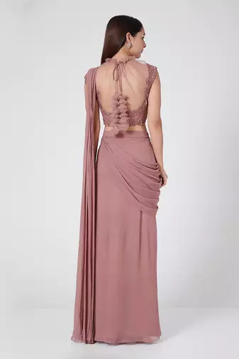 Light Wine Drape Saree