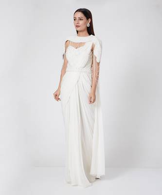 Off White Drape Saree 2