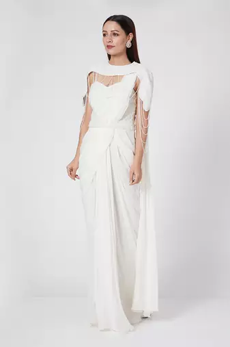 Off White Drape Saree