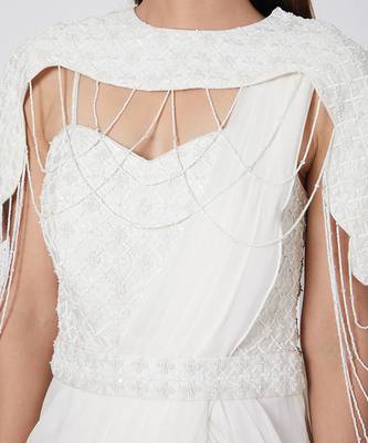 Off White Drape Saree 3