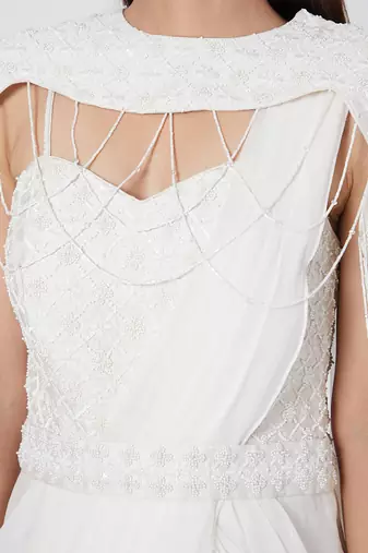 Off White Drape Saree