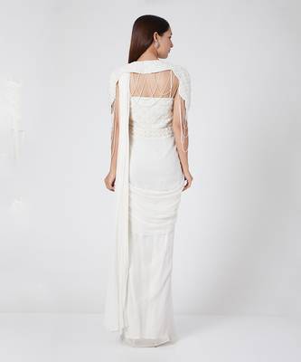 Off White Drape Saree 4