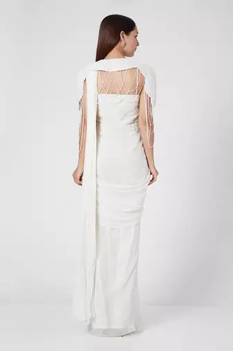 Off White Drape Saree