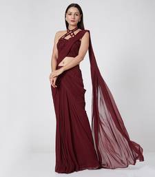 Deep Maroon Drape Saree