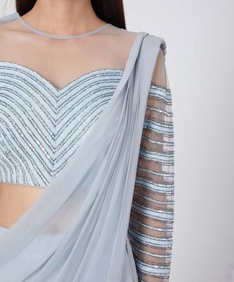 Medium-Slit Ice Blue Drape  2