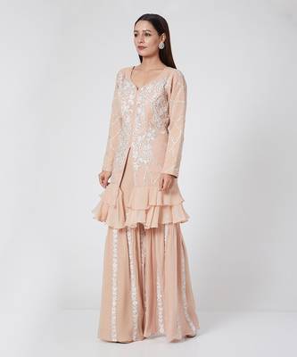 Pastel Peach Kurta With Gharara 1