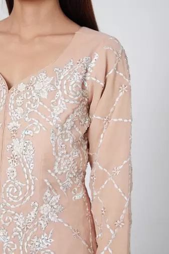 Pastel Peach Kurta With Gharara