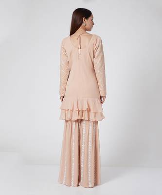 Pastel Peach Kurta With Gharara 3