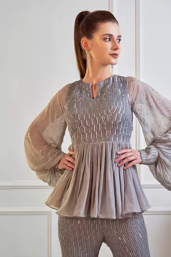 Grey Gharara Set