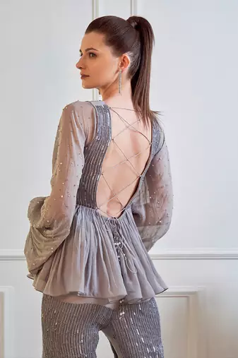 Grey Gharara Set
