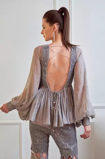 Grey Gharara Set