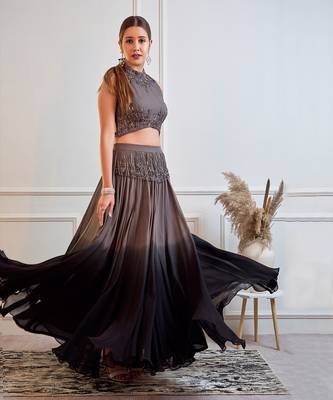 Vougish Grey Top And Ombre Skirt 1