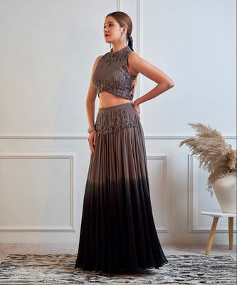Vougish Grey Top And Ombre Skirt 2
