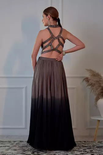 Vougish Grey Top And Ombre Skirt