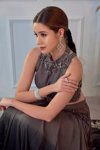 Vougish Grey Top And Ombre Skirt
