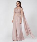 Pastel Palazzo With Back Net Top