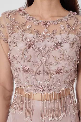 Pastel Palazzo With Back Net Top