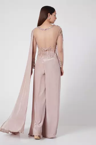Pastel Palazzo With Back Net Top