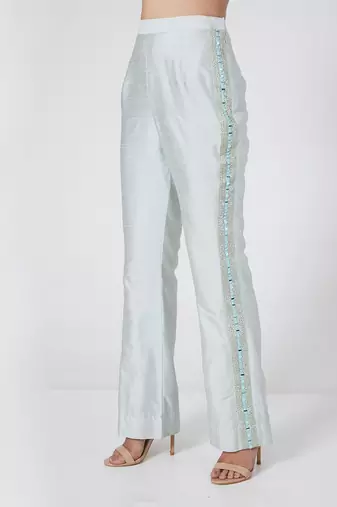Ice Blue Peplum Top With Pants