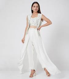 Pants With Mirror Work Crop Top And Jacket