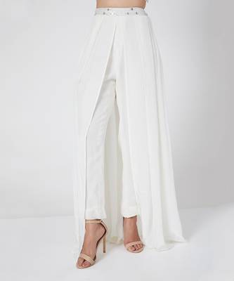 Pants With Mirror Work Crop Top And Jacket 4